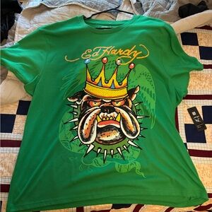 NWT MENS ED HARDY BULLDOG RHINESTONE TEE XXL